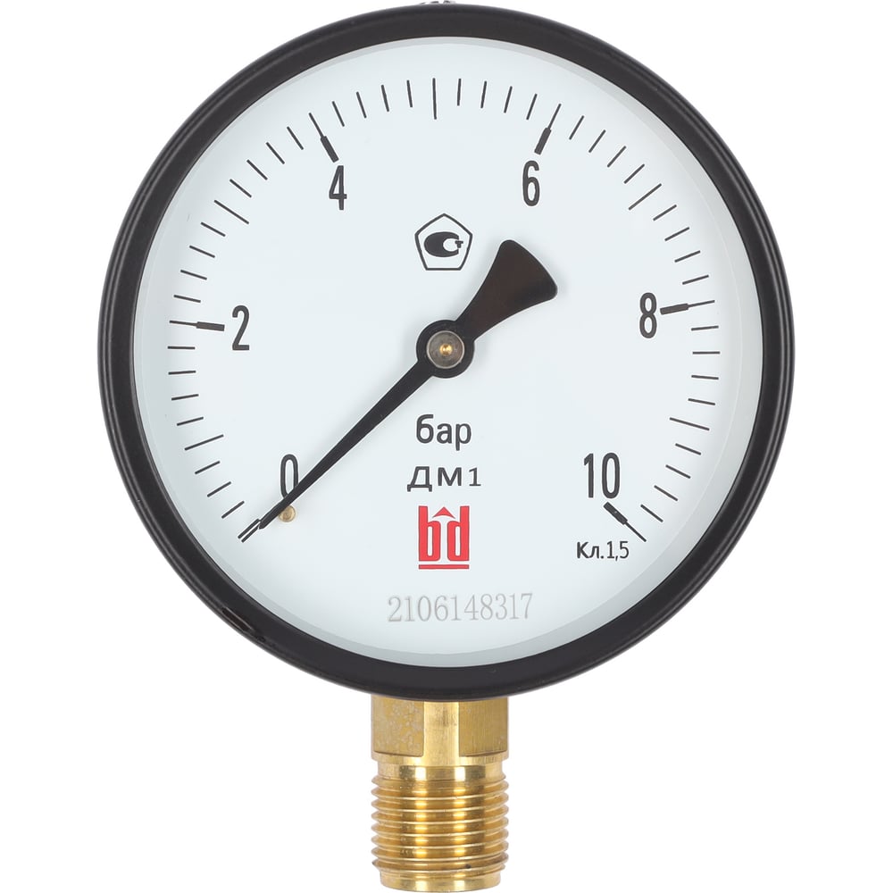 Изображение товара Манометр BD ДМ 1 Т2 100 Р (0-10) бар, кл.1,5, М20х1,5