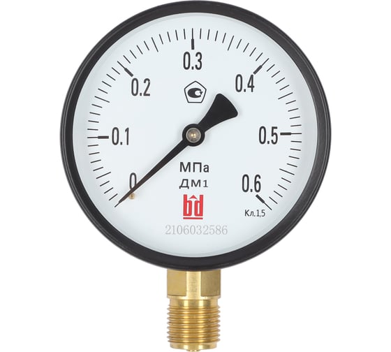 Изображение товара Манометр BD ДМ 1 Т2 100 Р (0-0,6) МПа, кл.1,5, М20х1,5, IP54 1151111624191787/24