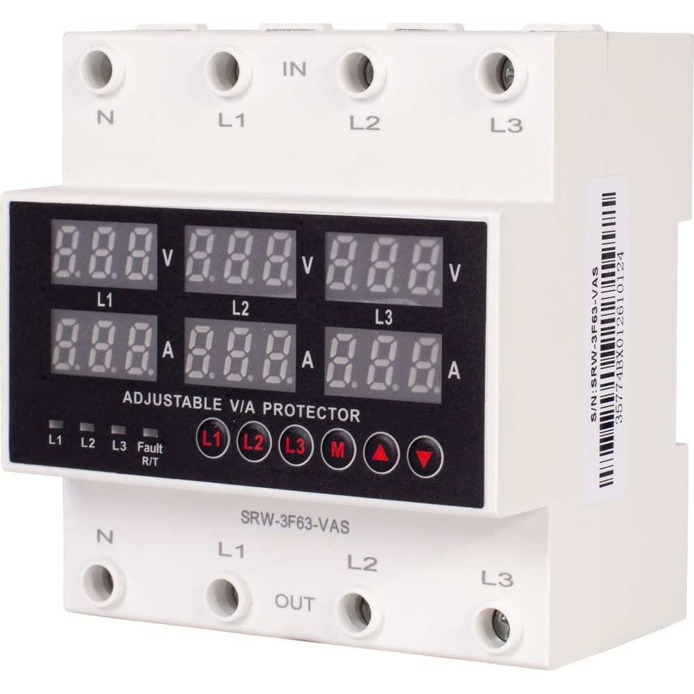 Изображение товара Реле напряжения трехфазное RUCELF SRW-3F63-VAS КА-00010962