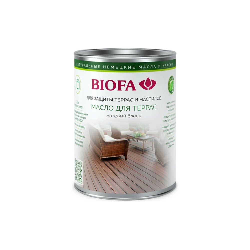 Изображение товара Масло BIOFA для пропитки древесины Террас бесцветное