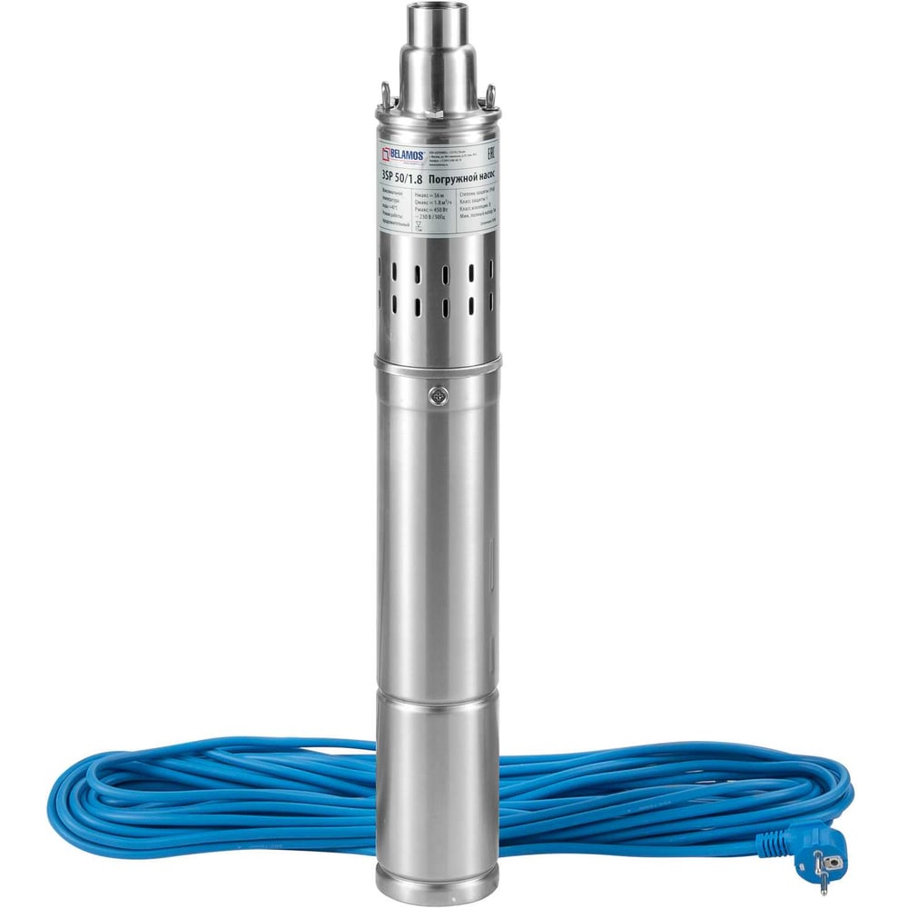 Изображение товара Насос Беламос 3SP50/1.8 - бытовой скважинный винтовой, 450 Вт, 56 м подъема