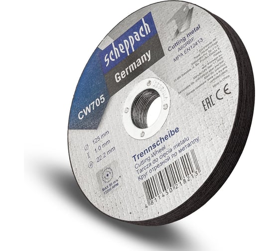 Изображение товара Круг отрезной по металлу Scheppach 125х1.0.х22,2мм-10шт Sch-CW705[10шт к-т](63959)