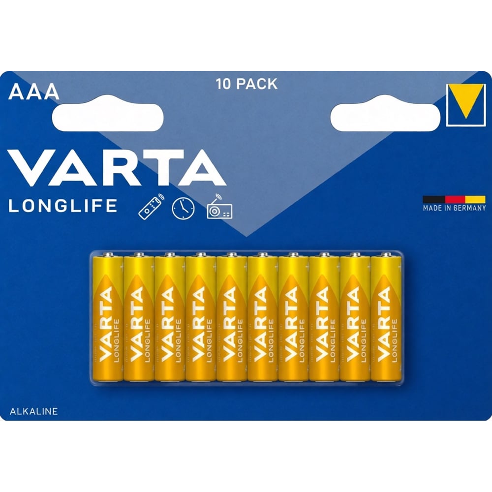 Изображение товара Батарейки Varta Longlife LR03/AAA BL10 4103101461 RPL00542 Изображение товара Батарейки Varta Longlife LR03/AAA BL10 4103101461 RPL00542