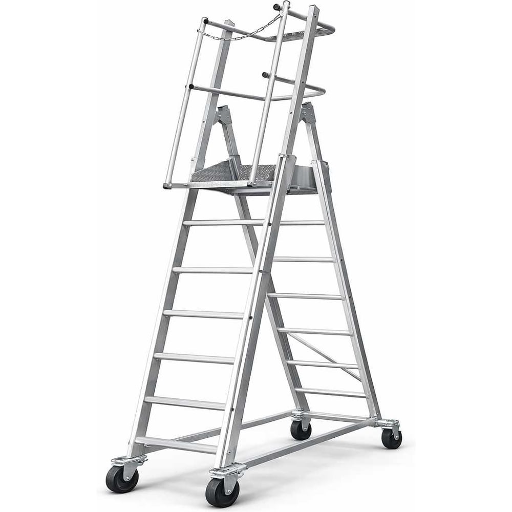 Изображение товара Телескопическая лестница-платформа НТЦ ЗАЩИТНЫХ ПОКРЫТИЙ с калиткой ТЛП-К 2,1-3,7 101015