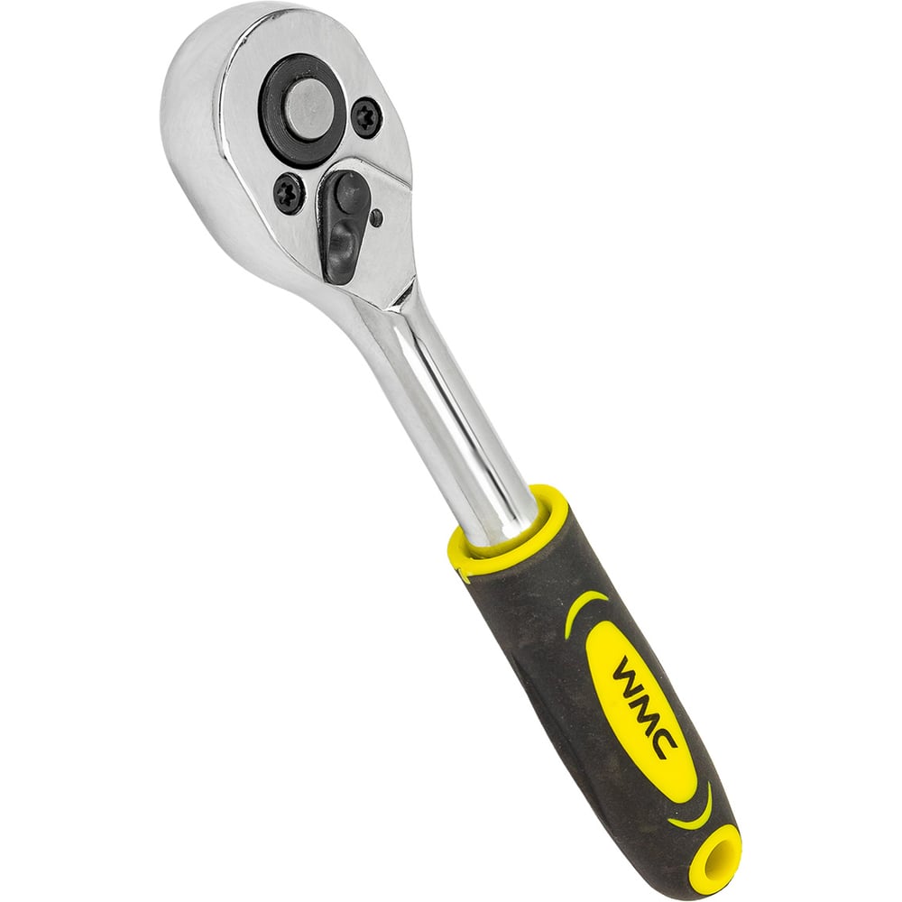 Изображение товара Трещотка реверсивная с двухкомпонентной резиновой рукояткой WMC TOOLS 1/4'' (длина 150мм, 24зуб, хромиров. покрытие с доп. термообработкой) WMC-80229(63417)