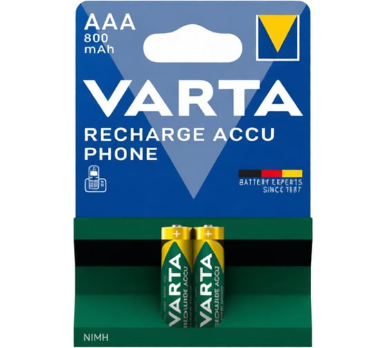 Изображение товара Аккумуляторы Varta Recharge Accu Power AAA 800 мА·ч BL2 56703101402 RPL00339