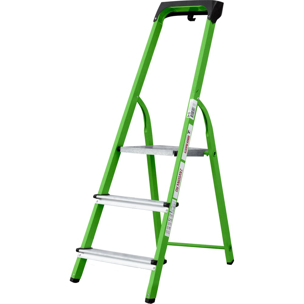 Изображение товара Стремянка Новая Высота стальная/алюминиевая NV 1135, 1х3 ступ. 80 мм, органайзер, зел., черн. Башмак 1135103-021