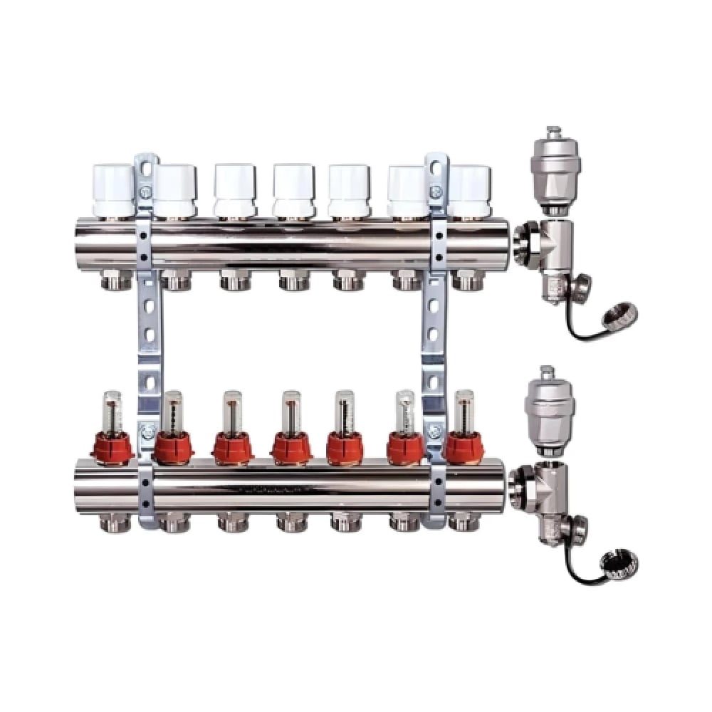 Изображение товара Коллекторная группа ViEiR 1x3/4 6 выходов, латунная, без расходомеров без кранов VR114-06A (V)