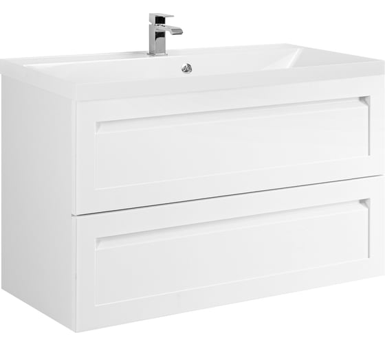 Изображение товара База под раковину подвесная с двумя выкатными ящиками Art&Max PLATINO белый глянец AM-Platino-1000-2C-SO-BL