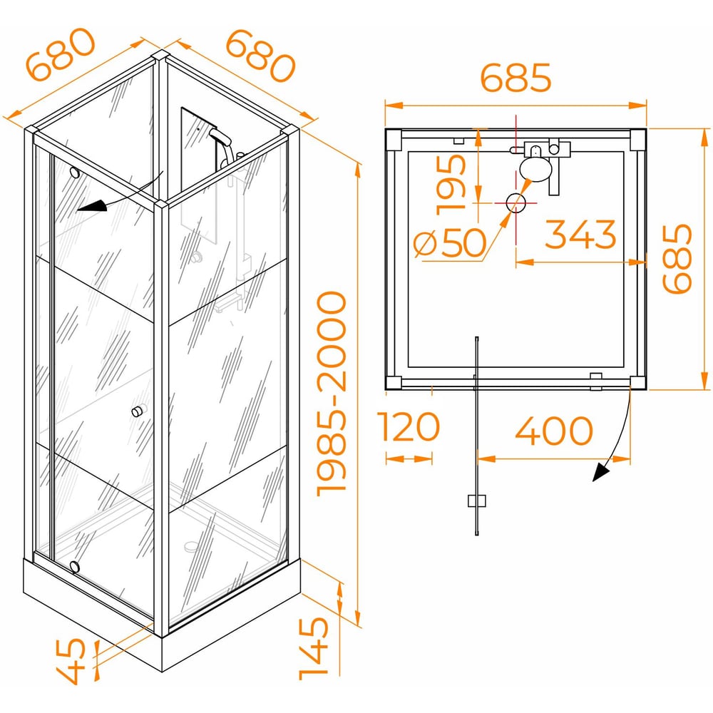 Изображение товара Душевая кабина RGW, 70×70×200 см, AN-207-B, квадрат/чёрный/Frost Line 6 мм 411320777-94 Изображение товара Душевая кабина RGW, 70×70×200 см, AN-207-B, квадрат/чёрный/Frost Line 6 мм 411320777-94