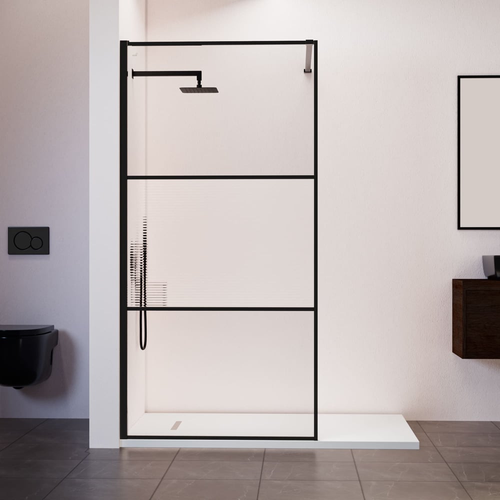 Изображение товара Душевая перегородка RGW WA-09-B Черный Ribbed Line 8 мм Изображение товара Душевая перегородка RGW WA-09-B Черный Ribbed Line 8 мм