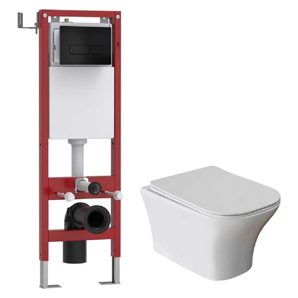 Изображение товара Комплект система инсталляции МЕХАНИКА 380+унитаз СИТИ/CITY+прямоугольная кнопка V2 чёрная WAVE, 558142 Изображение товара Комплект система инсталляции МЕХАНИКА 380+унитаз СИТИ/CITY+прямоугольная кнопка V2 чёрная WAVE, 558142