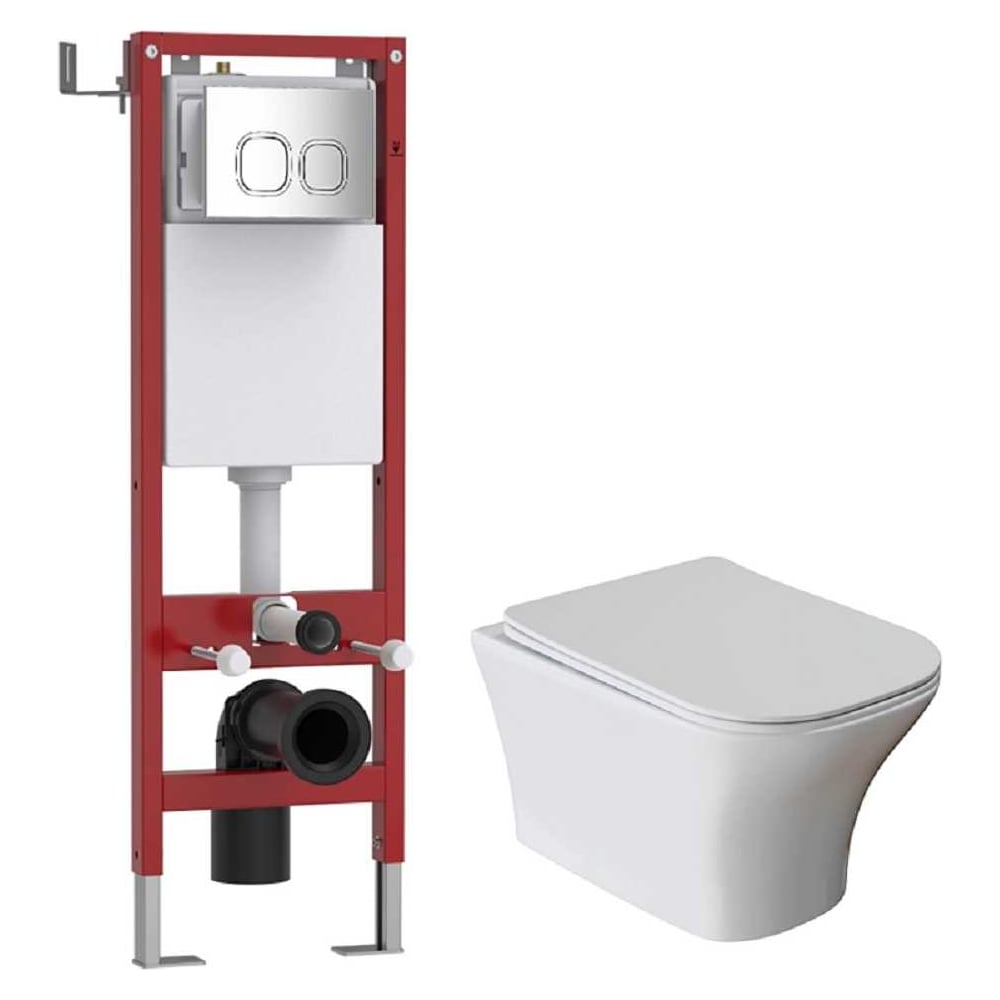 Изображение товара Комплект система инсталляции МЕХАНИКА 380+унитаз СИТИ/CITY+квадратная кнопка A3 хром WAVE, 558141