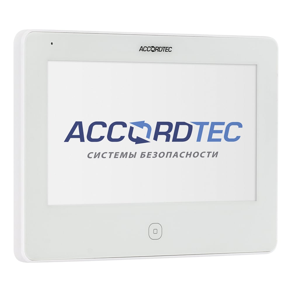 Изображение товара Монитор IP ACCORDTEC AT-VD770W WH - 7'' сенсорный дисплей, 1024x600, 8 камер