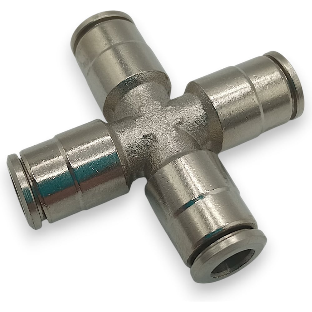 Изображение товара Фитинг четверик Контактная Механика KEMZA06-A 6 мм никелированная латунь