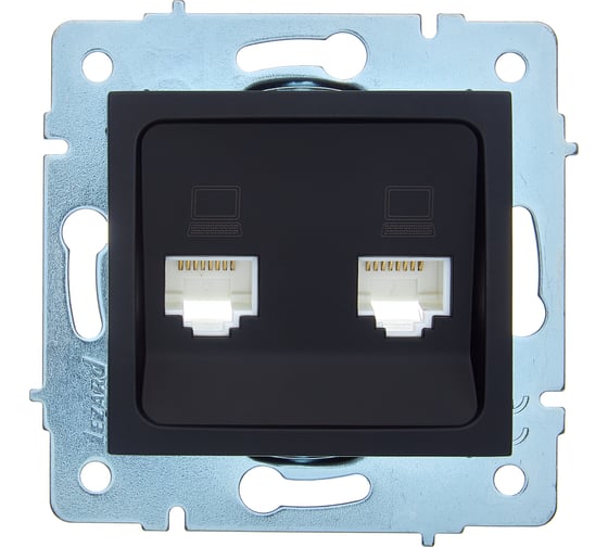 Изображение товара Механизм розетки компьютерной Lezard ASTI двойная, чёрный бархат 7081-4288-141