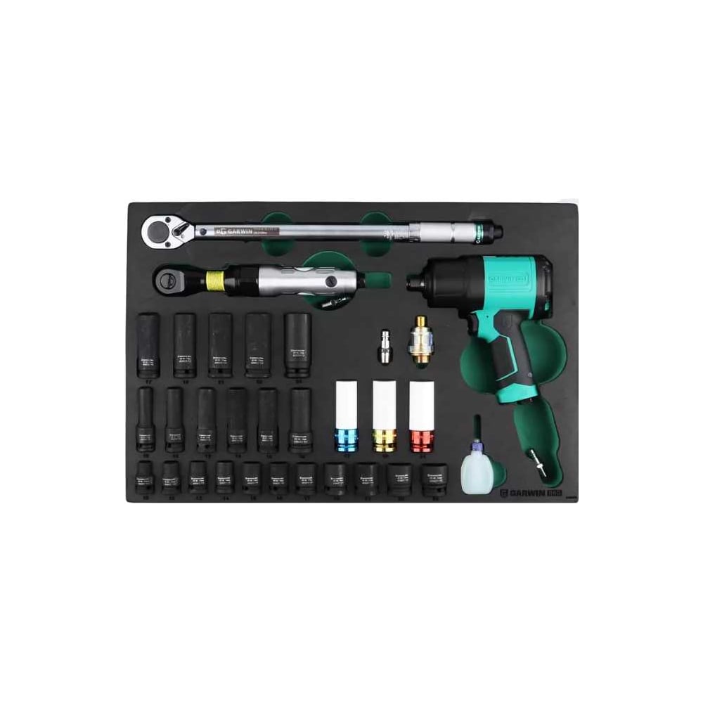 Изображение товара Набор пневмоинструмента Garwin с композитным гайковертом 30 пр. в ложементе EVA 646550 Изображение товара Набор пневмоинструмента Garwin с композитным гайковертом 30 пр. в ложементе EVA 646550