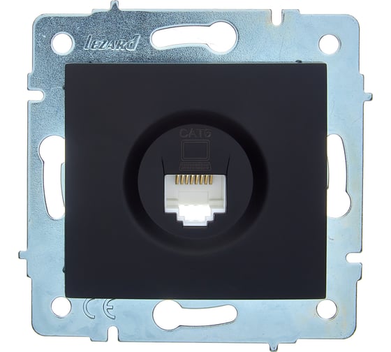 Изображение товара Механизм розетки компьютерной Lezard ASTI черный бархат Сat 6 7081-4288-140