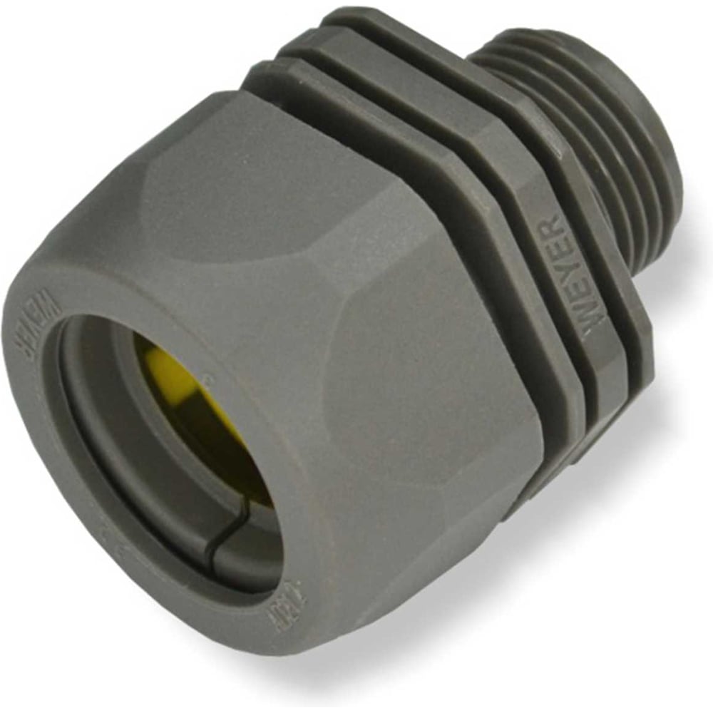 Изображение товара Фитинг пластиковый Weyer WQGD-M12G/AD10.0 коннектор прямой, полиамид, цвет серый, наружная M12х1.5, гофра диаметром 10 мм, IP69K, -40C-+100C WE0800100