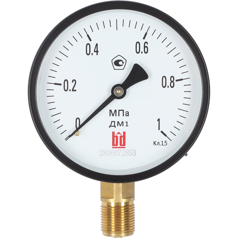 Изображение товара Манометр BD ДМ 1 Т2 100 (0-0,1) МПа, 1/2 Дюйма, IP43