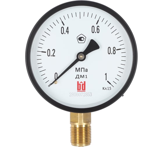 Изображение товара Манометр BD ДМ 1 Т2 100 Р (0-0,1) МПа, класс 1,5, G1/2 115111162411913Т2