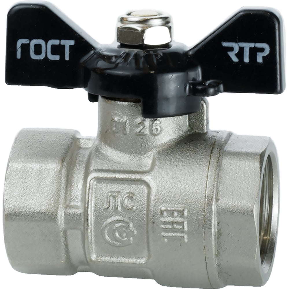 Изображение товара Кран шаровой RTP латунный 3/4''-3/4'' PN40 бабочка Изображение товара Кран шаровой RTP латунный 3/4''-3/4'' PN40 бабочка