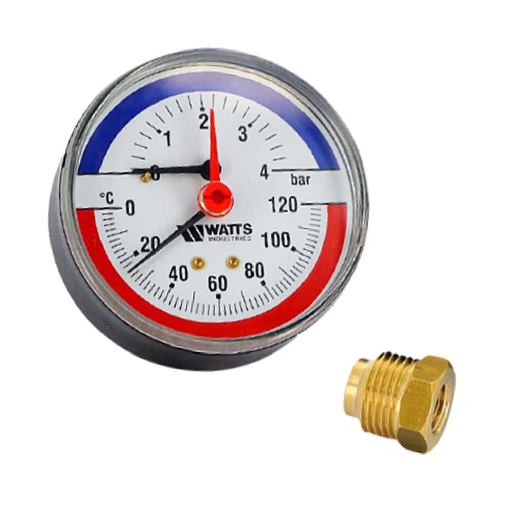 Изображение товара Термоманометр Watts горизонтальный, 63-1/2-60C-6bar 0332010 Изображение товара Термоманометр Watts горизонтальный, 63-1/2-60C-6bar 0332010