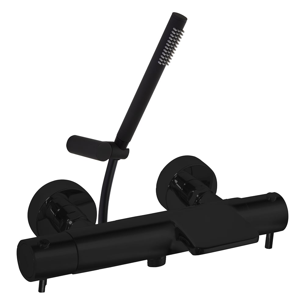 Изображение товара Смеситель термостатический для ванны (каскад) с душевым комплектом Ramon Soler ODISEA чёрный 393901DNM