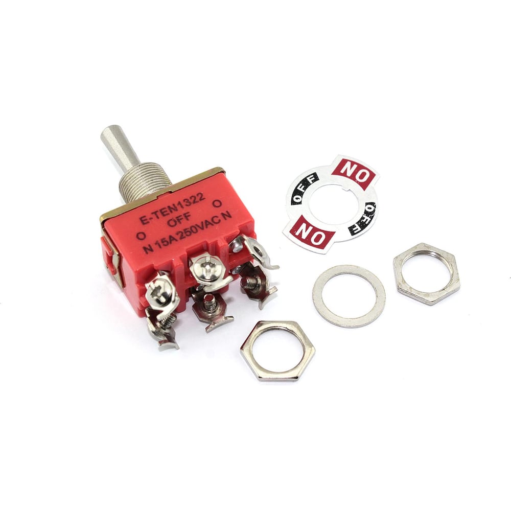 Изображение товара Тумблер Amperin E-TEN1322, 250V, 15A, 6 контактов, клеммы под винт, ON-OFF-ON 093696