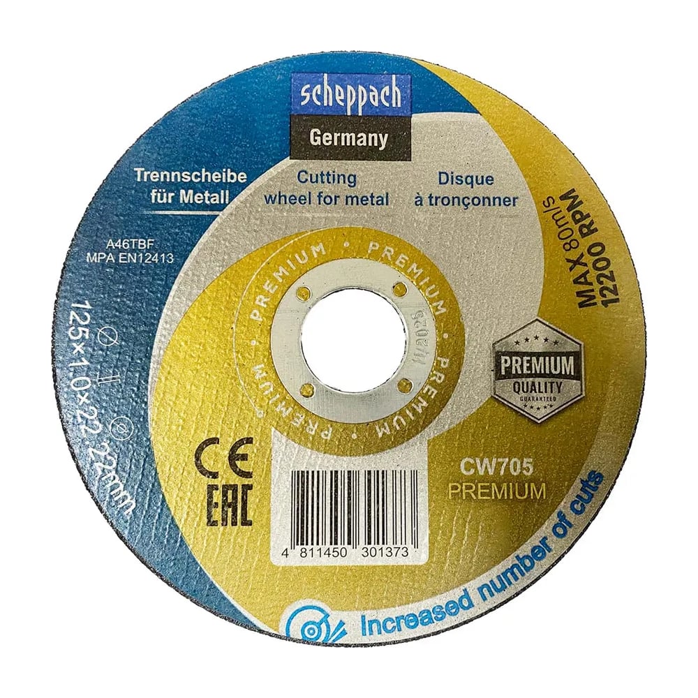 Круг отрезной по металлу Scheppach 125x1x22.2мм Sch-CW705 PREMIUM(64110)