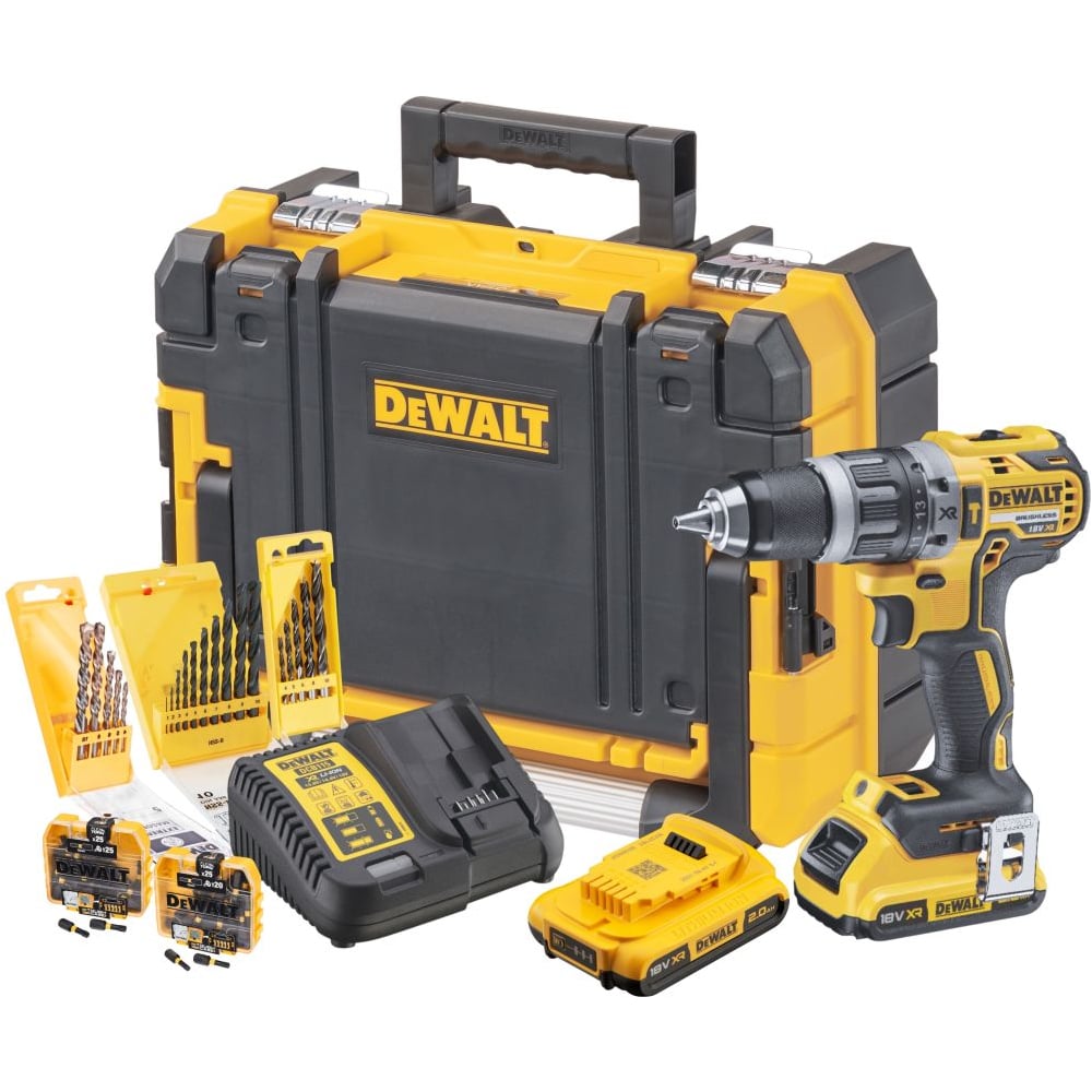 Изображение товара Дрель-шуруповерт ударная DEWALT DCK796D2T, 18 В, 2000 об/мин, 34000 уд/мин, с 2 АКБ 2 Ач, ЗУ и набором оснастки, в кейсе TSTAK DCK796D2T-QW Изображение товара Дрель-шуруповерт ударная DEWALT DCK796D2T, 18 В, 2000 об/мин, 34000 уд/мин, с 2 АКБ 2 Ач, ЗУ и набором оснастки, в кейсе TSTAK DCK796D2T-QW