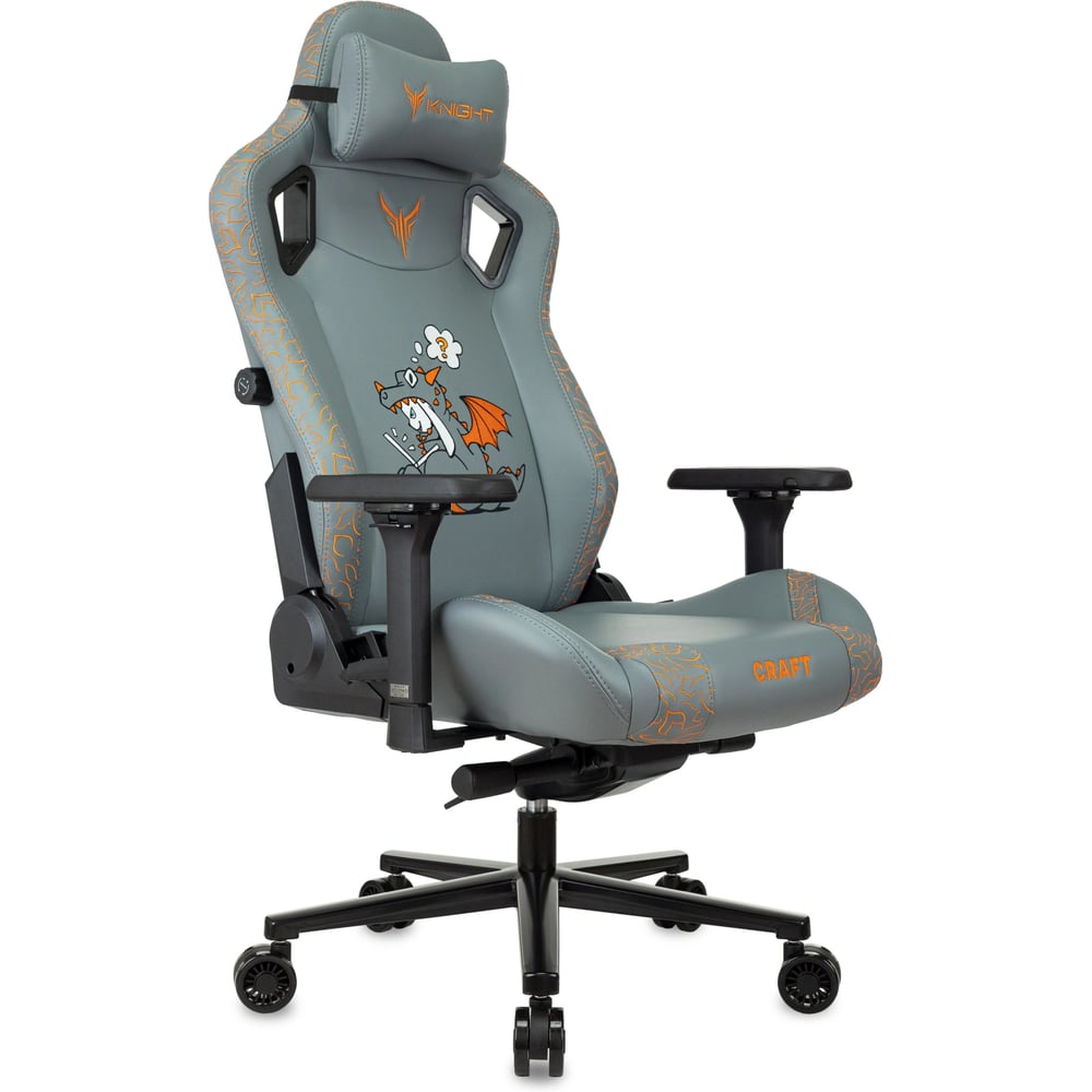 Изображение товара Кресло игровое Бюрократ Knight Craft Dragon серый экокожа крестов. металл 1978500