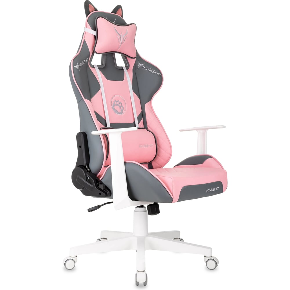 Изображение товара Кресло игровое Бюрократ Knight Catzy серый/розовый экокожа Изображение товара Кресло игровое Бюрократ Knight Catzy серый/розовый экокожа