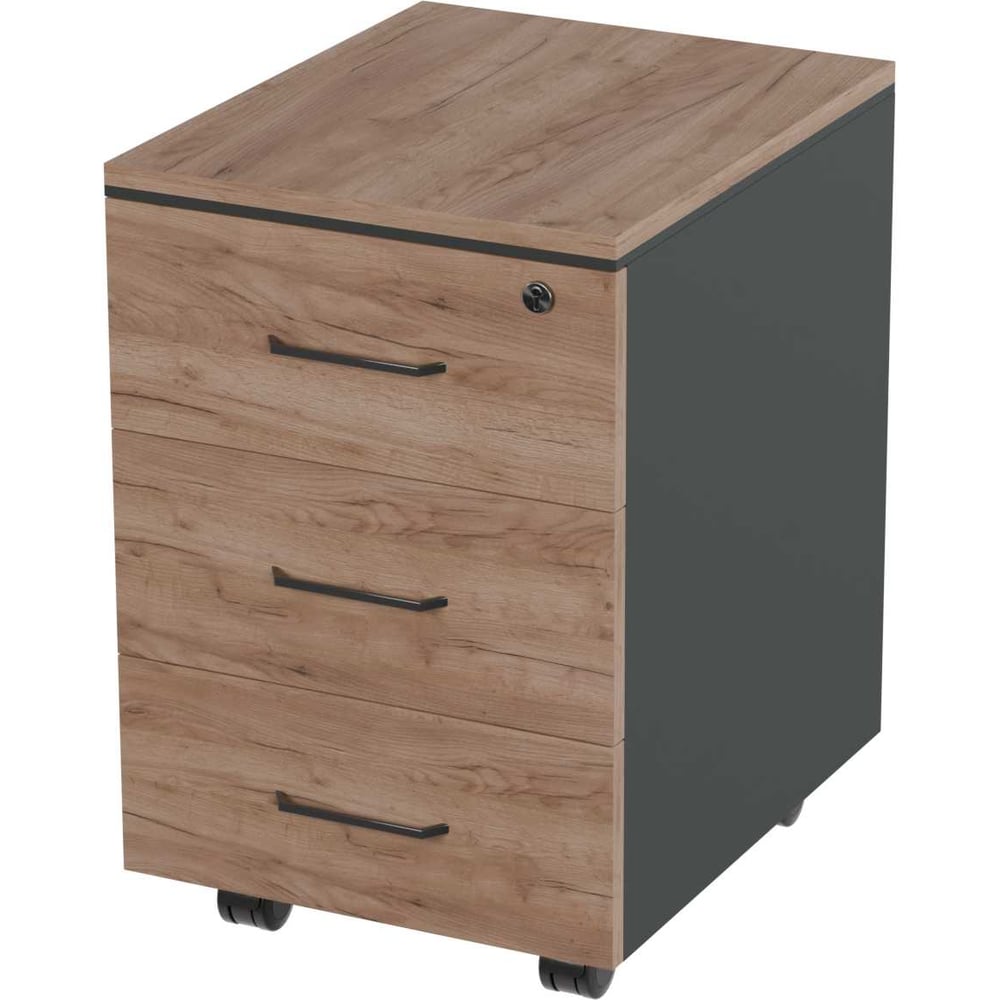 Изображение товара Тумба мобильная с центральным замком Альянс мебель PREGO 450х500х610 П.ТМ Дуб Крафт табачный / Антрацит Изображение товара Тумба мобильная с центральным замком Альянс мебель PREGO 450х500х610 П.ТМ Дуб Крафт табачный / Антрацит