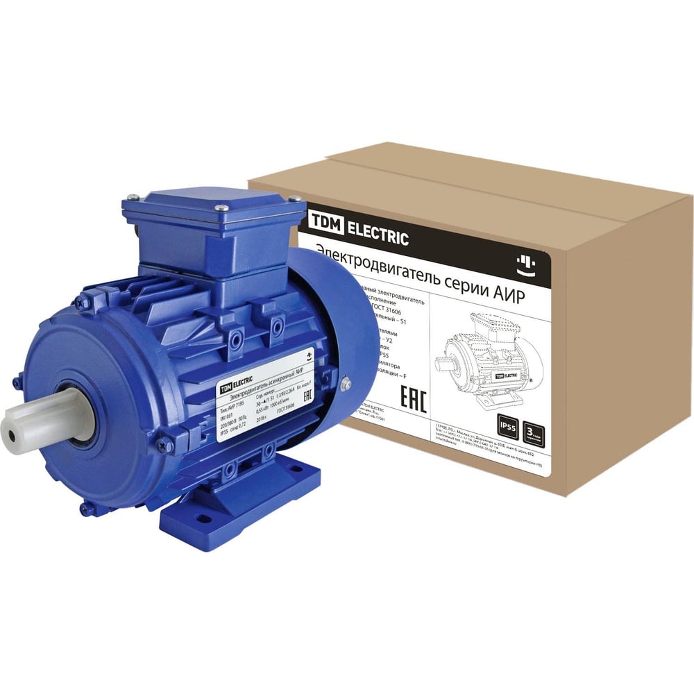 Изображение товара Электродвигатель TDM ELECTRIC АИР 71B6 0,55 кВт 1000 об/мин IP55