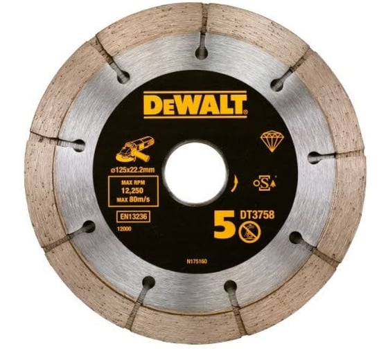 Изображение товара Алмазный круг двойной Dewalt DT3758, 125x22.2x6.3 мм, h=10 DT3758-QZ