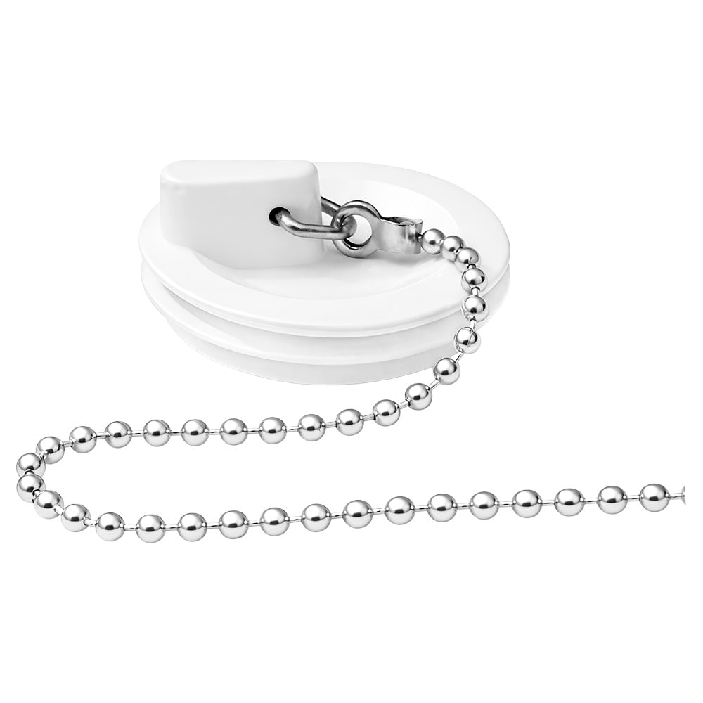 Изображение товара Пробка для ванны/раковины MasterProf (D 45 мм) БЕЛАЯ с цепочкой из нерж. стали (AISI 304, 45 см), MP ИС.110785