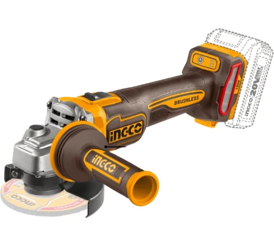 Изображение товара Аккумуляторная угловая шлифмашина INGCO 20 В, 115 мм, бесщеточная (4), INDUSTRIAL CAGLI2120252