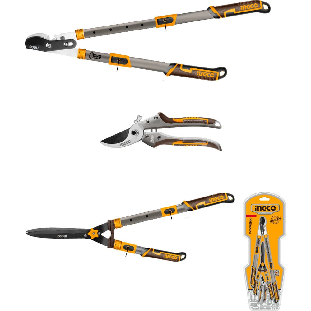 Изображение товара Набор INGCO HLT93301 садовых ножниц 3 шт профессиональный Изображение товара Набор INGCO HLT93301 садовых ножниц 3 шт профессиональный