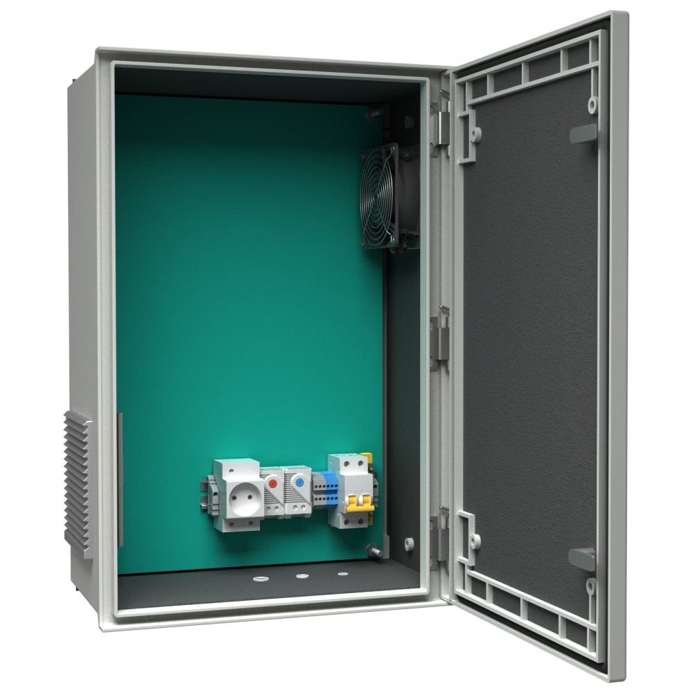 Изображение товара Уличный радиопроницаемый термошкаф АМАДОН с обогревом и вентиляцией. Габариты, мм: Ш400хВ600хГ230. ТШВ112.Р-40.60.23-PL Изображение товара Уличный радиопроницаемый термошкаф АМАДОН с обогревом и вентиляцией. Габариты, мм: Ш400хВ600хГ230. ТШВ112.Р-40.60.23-PL