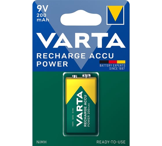 Изображение товара Аккумулятор Varta Recharge Accu Power 9V 200mAh BL1 56722101401 RPL00195