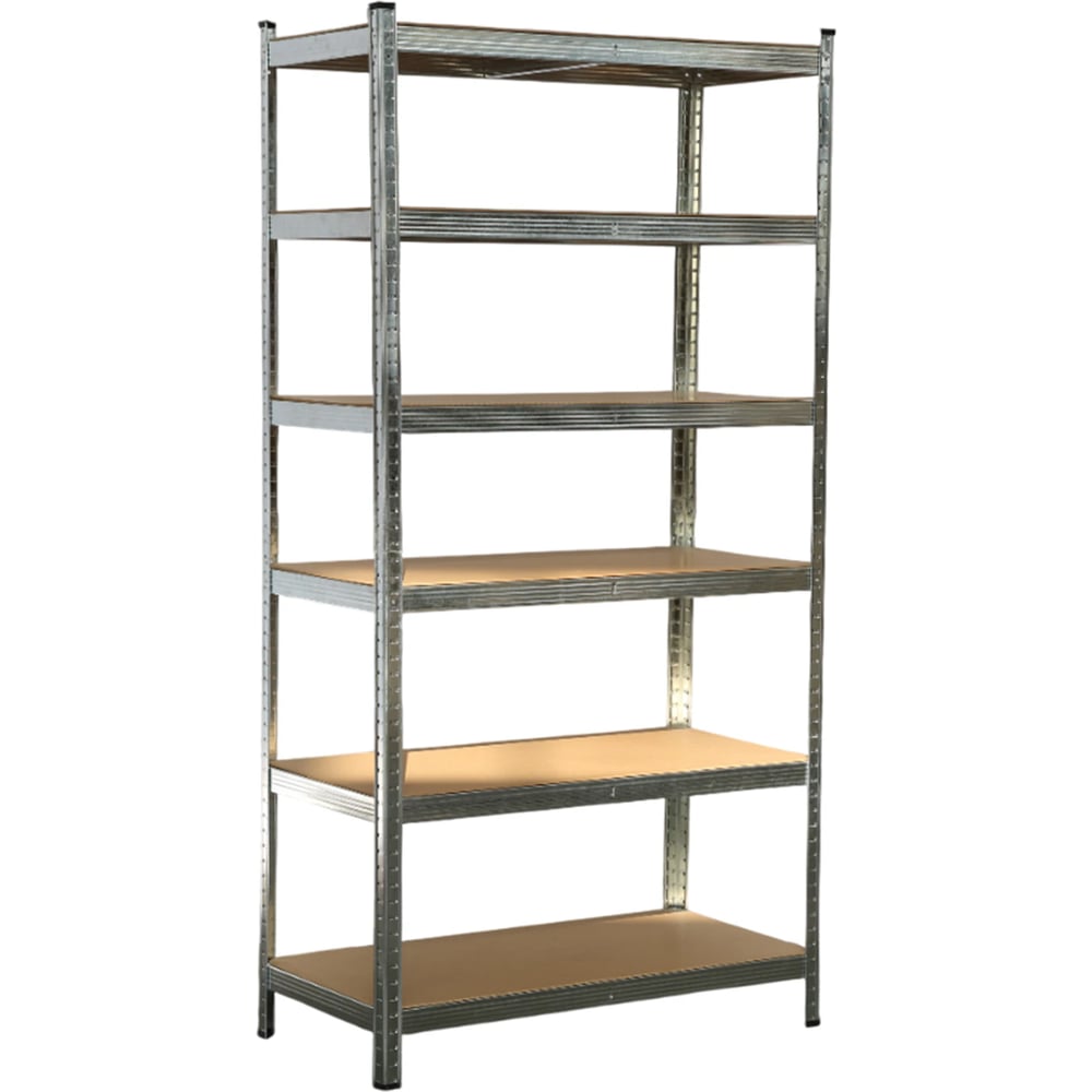 Изображение товара Металлический стеллаж BoomHouse безболтовой, в2000Хш1000Хг500мм, 6 полок МДФ, серебристый, 291416