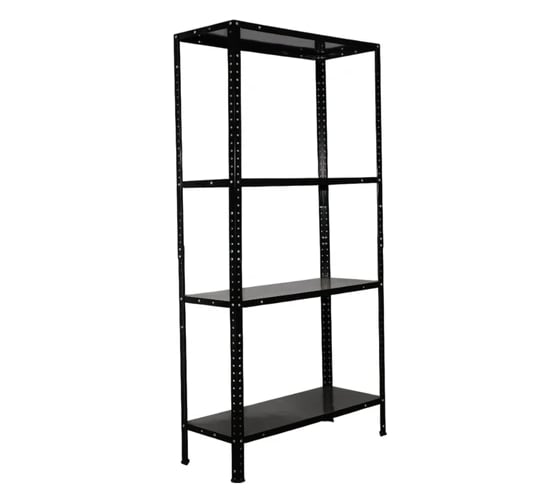 Изображение товара Металлический стеллаж BoomHouse в1500Хш750Хг300мм, 4 полки, нагрузка на стеллаж до 120 кг, черный, 291420