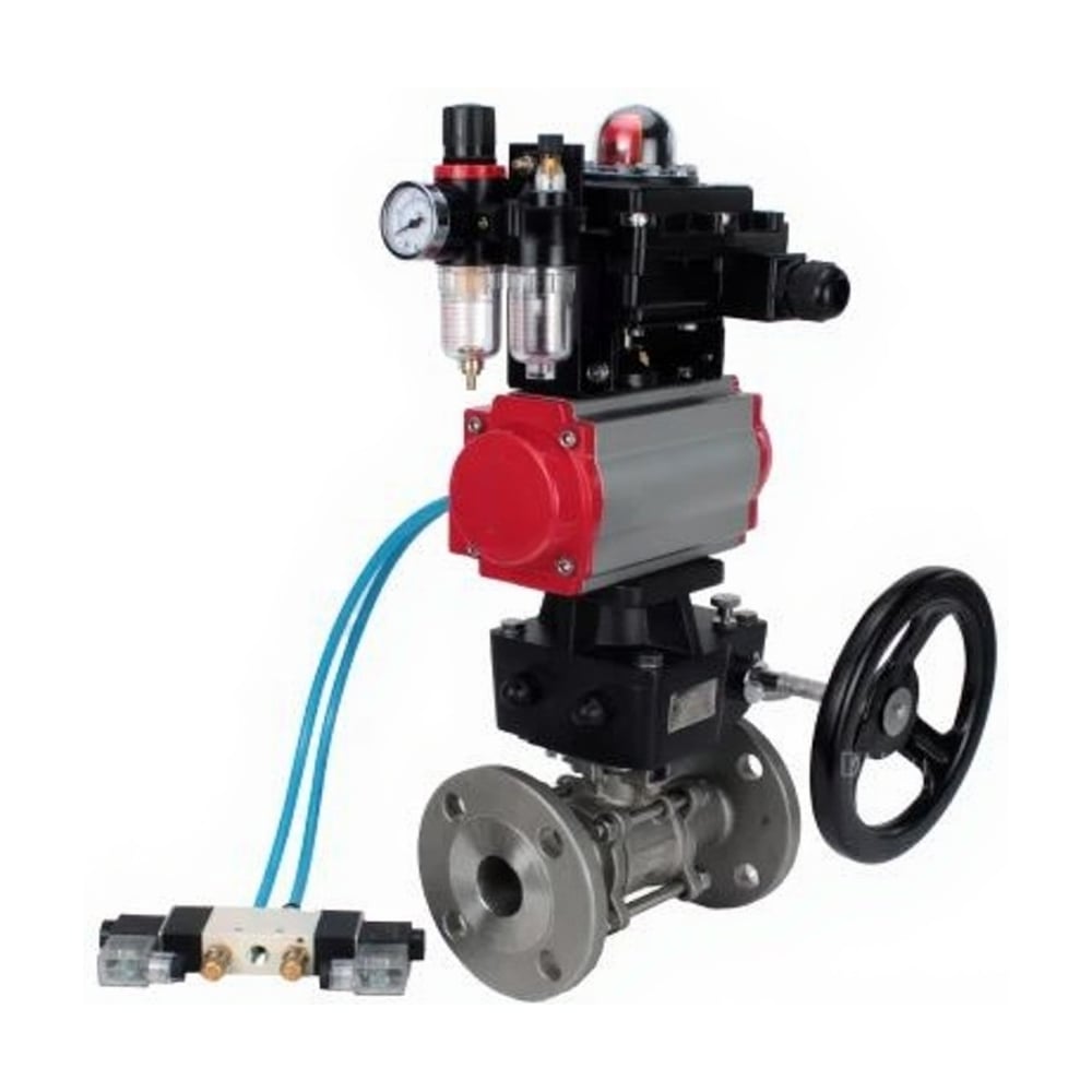 Изображение товара Кран шаровой DN40/PN40 фланцевый двухходовой из нержавеющей стали, DA-065/PND1-S2EM-52-2-T08-220VAC