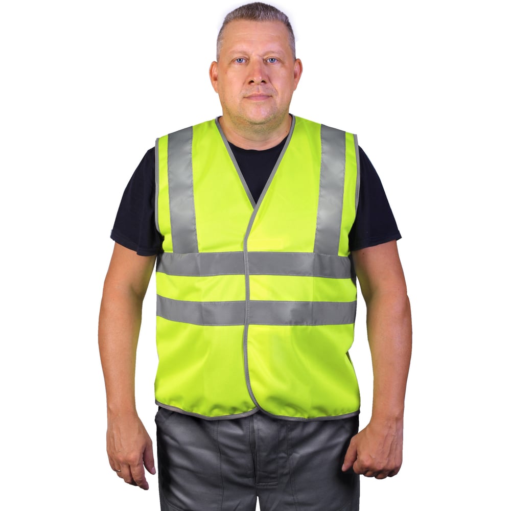 Изображение товара Жилет сигнальный лимонный с четырьмя светоотражающими полосами