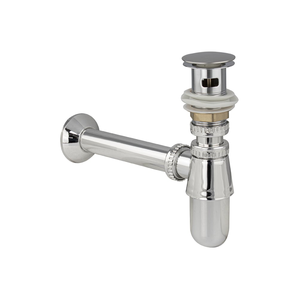 Изображение товара Сифон Санакс 1 1/4 × 32 × 32 мм с донным клапаном и переливом, ABS, хром