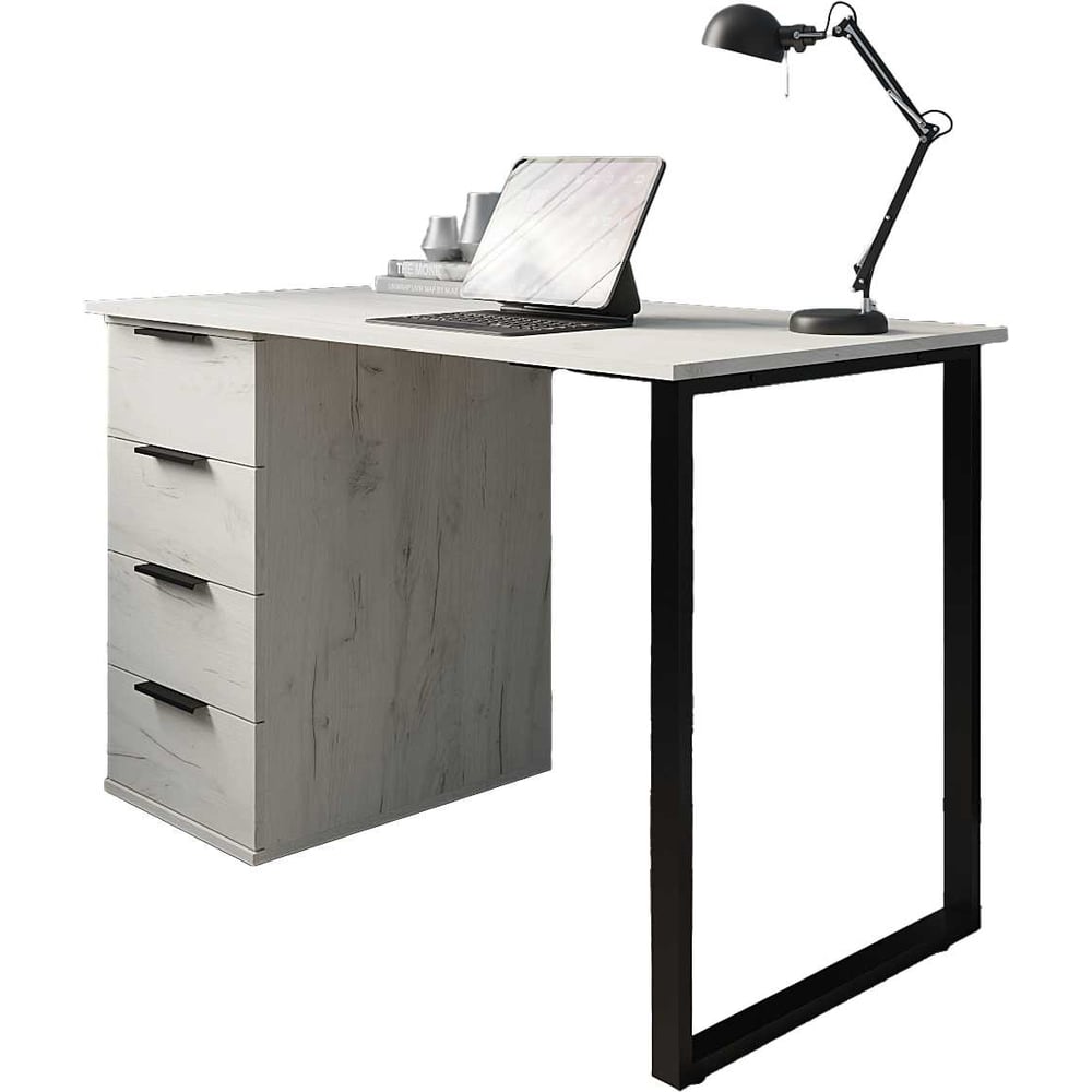 Изображение товара Стол Alliance 1200x600x750 Дуб крафт белый/черный с тумбой