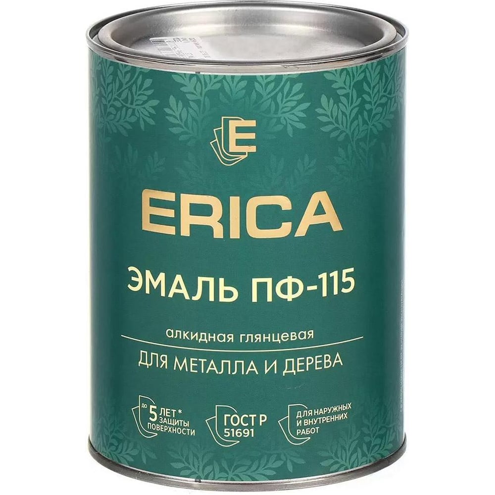 Изображение товара Эмаль Erica ПФ-115 для металла и дерева 0,8 кг графитовый серый RAL 7024