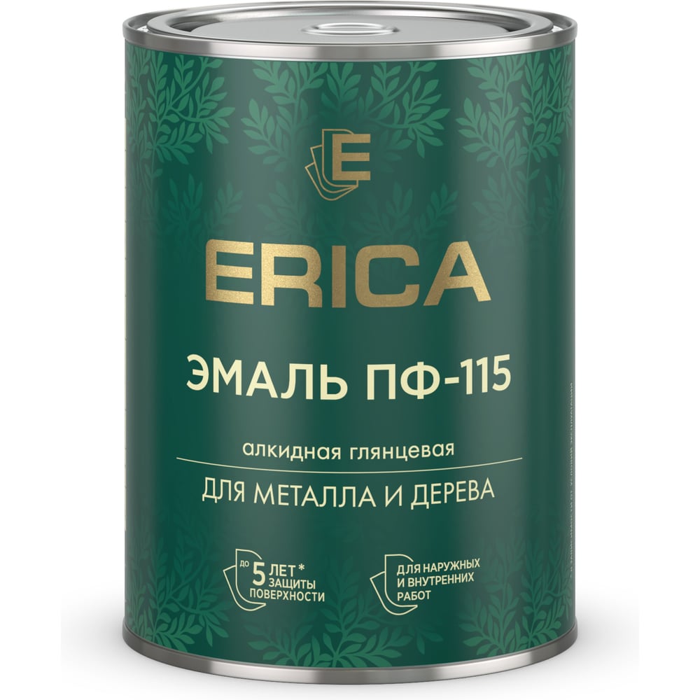 Изображение товара Эмаль Erica ПФ-115 для металла и дерева 0,8 кг графитовый серый RAL 7024