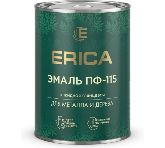 Изображение товара Эмаль ПФ-115 для металла и дерева алкидная глянцевая Erica, 0,8 кг, RAL 7024 графитовая серая 282201
